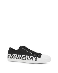 Baskets basses en toile imprimées noires et blanches Burberry