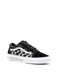 Baskets basses en toile imprimées noires et blanches Vans