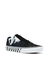 Baskets basses en toile imprimées noires et blanches Vans