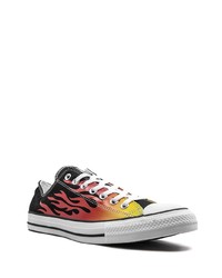 Baskets basses en toile imprimées noires Converse