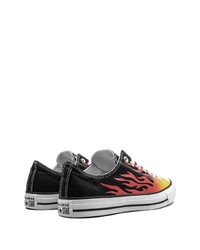 Baskets basses en toile imprimées noires Converse