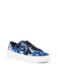 Baskets basses en toile imprimées noires Versace