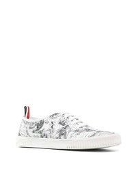 Baskets basses en toile imprimées noires Thom Browne