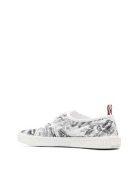 Baskets basses en toile imprimées noires Thom Browne