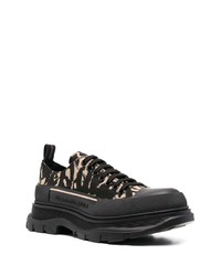 Baskets basses en toile imprimées noires Alexander McQueen