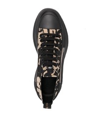 Baskets basses en toile imprimées noires Alexander McQueen