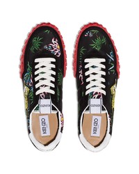 Baskets basses en toile imprimées noires Kenzo