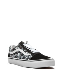 Baskets basses en toile imprimées noires Vans