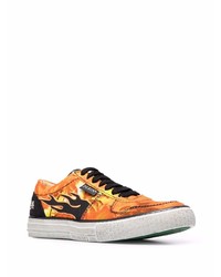 Baskets basses en toile imprimées orange Philipp Plein