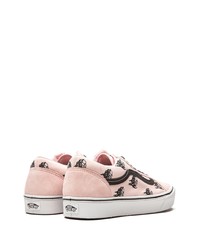 Baskets basses en toile imprimées roses Vans