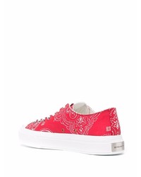 Baskets basses en toile imprimées rouges Givenchy