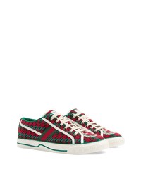 Baskets basses en toile imprimées rouges Gucci