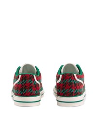 Baskets basses en toile imprimées rouges Gucci