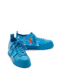 Baskets basses en toile imprimées turquoise JW Anderson