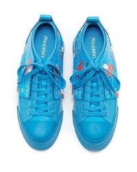 Baskets basses en toile imprimées turquoise JW Anderson