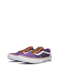 Baskets basses en toile imprimées violettes Vans
