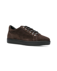 Baskets basses en toile marron foncé Kiton