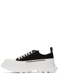 Baskets basses en toile noires et blanches Alexander McQueen