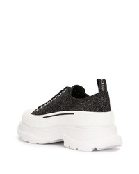 Baskets basses en toile noires et blanches Alexander McQueen