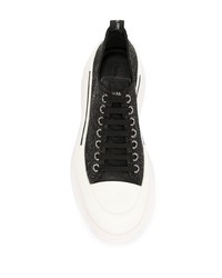 Baskets basses en toile noires et blanches Alexander McQueen