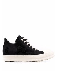 Baskets basses en toile noires et blanches Rick Owens DRKSHDW