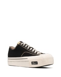 Baskets basses en toile noires et blanches VISVIM