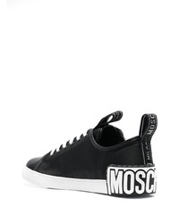 Baskets basses en toile noires et blanches Moschino