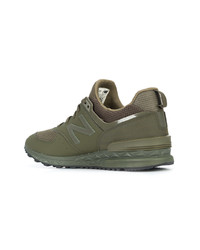 Baskets basses en toile olive New Balance