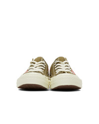 Baskets basses en toile olive Comme Des Garcons Play