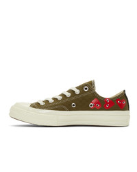 Baskets basses en toile olive Comme Des Garcons Play