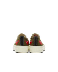 Baskets basses en toile olive Comme Des Garcons Play