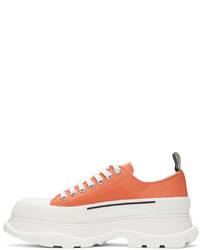 Baskets basses en toile orange Alexander McQueen