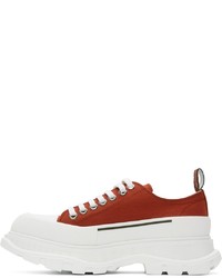 Baskets basses en toile orange Alexander McQueen