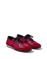 Baskets basses en toile rouge et noir Jimmy Choo