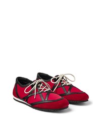 Baskets basses en toile rouge et noir Jimmy Choo