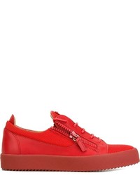 Baskets basses en toile rouges Giuseppe Zanotti Design