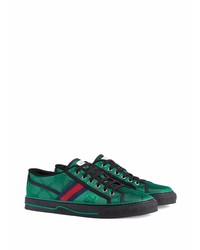 Baskets basses en toile vert foncé Gucci