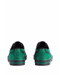 Baskets basses en toile vert foncé Gucci