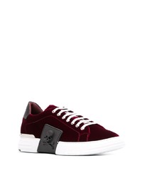 Baskets basses en velours bordeaux Philipp Plein