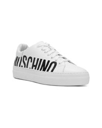 Baskets basses imprimées blanches Moschino