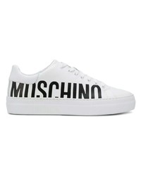 Baskets basses imprimées blanches Moschino