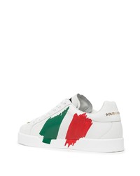 Baskets basses imprimées blanches Dolce & Gabbana