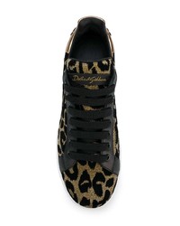 Baskets basses imprimées léopard dorées Dolce & Gabbana