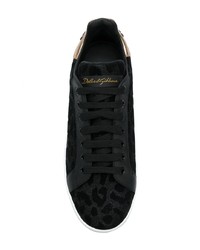 Baskets basses imprimées léopard noires Dolce & Gabbana
