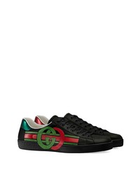 Baskets basses imprimées noires Gucci