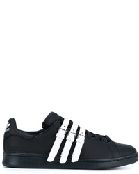 Baskets basses noires et blanches Adidas By Raf Simons