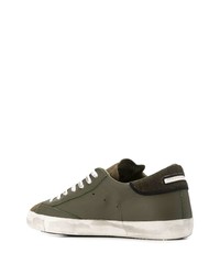 Baskets basses olive Philippe Model Paris