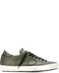 Baskets basses olive Philippe Model