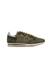 Baskets basses olive Philippe Model