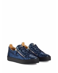 Baskets basses pailletées bleu marine Giuseppe Zanotti